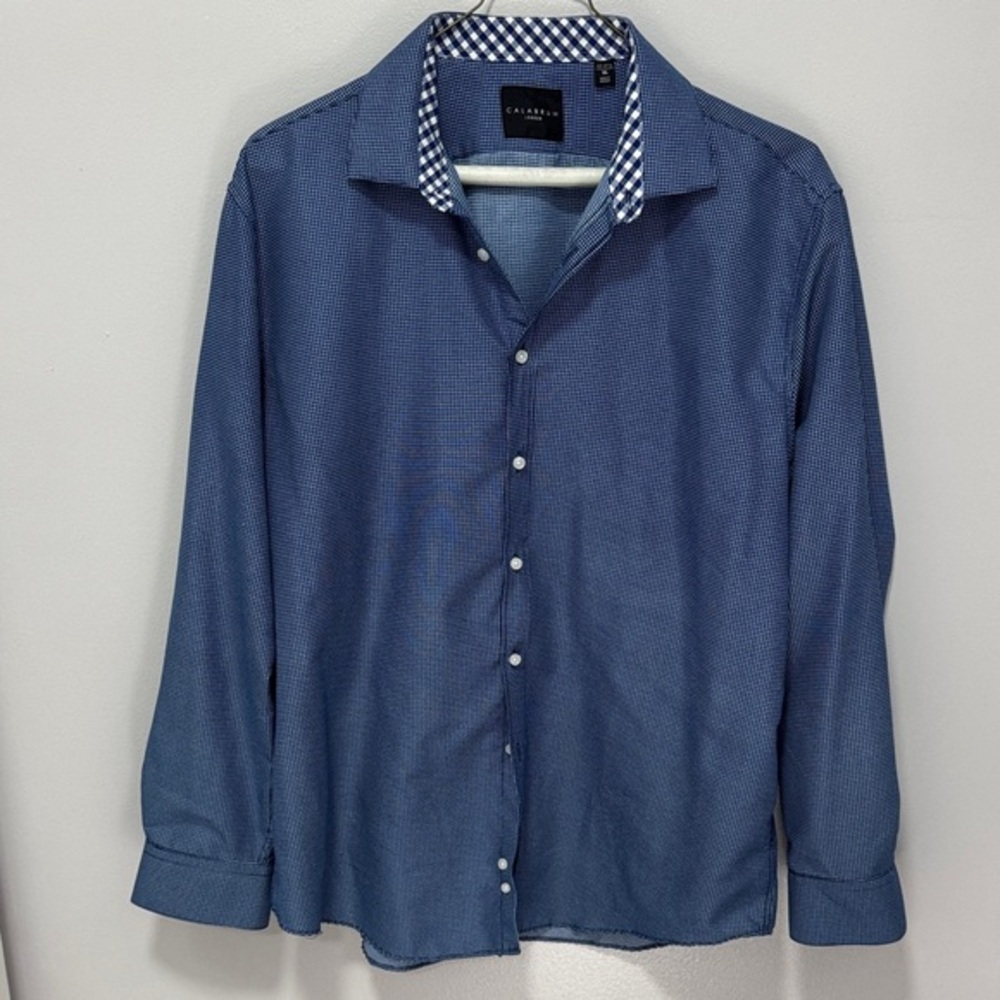 LAST CHANCE!! 3/$15 Calabrum London Navy Checkered Men's Shirt